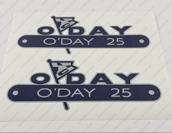 O'Day 25 Boat Logo Silver Decal Set of 2 x 8.5" O'Day 25 Boat Logo Silver Decal Set of 2 x 8.5"